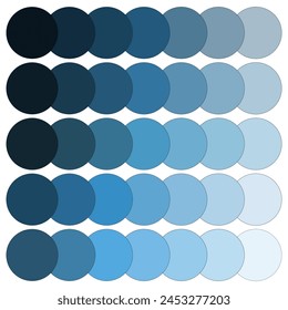 Blue gradient circles display. Shades of blue color palette. Circular graphic elements. Vector illustration. EPS 10.