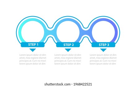 Blue gradient circles steps vector infographic template. Colorful presentation design elements with text space. Data visualization with 3 steps. Process timeline chart. Workflow layout with copyspace