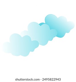 Blue gradient clouds isolated in white 