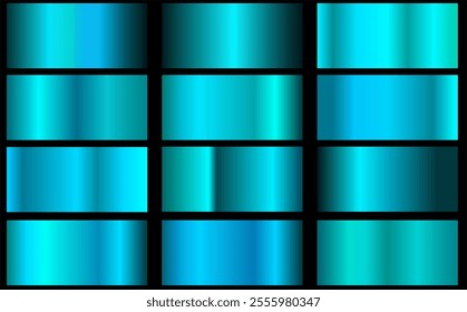 Blue gradient. Collection of colorful gradients with shiny metallic texture..