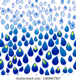 blue gradient color falling tear drop; seamless vector pattern