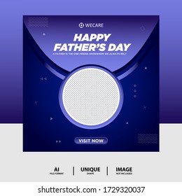 Blue Gradient Color Father's Day Social Media Post Banner