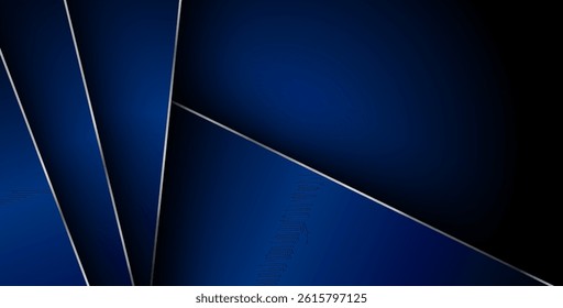 blue gradient color with silver list geometric triangle vector background overlap layer on black space for text and square background design. eps10 vector