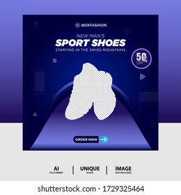 Blue Gradient color Sport Shoes Brand Product Social Media Post Banner