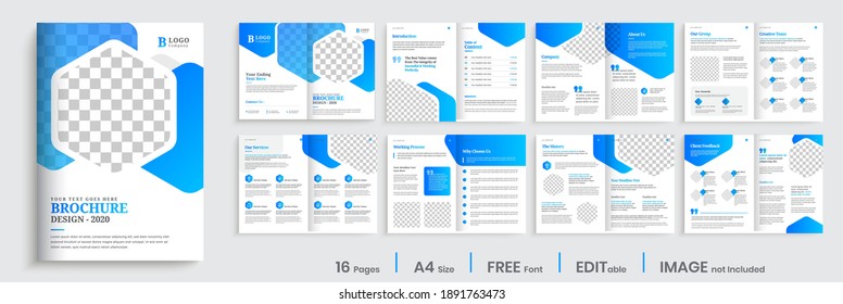 Blue gradient company profile template design, business brochure template layout.