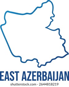 Blue gradient contour map of East Azerbaijan Iranian province a smooth, hand-drawn outline. Use in editorial projects, travel-related visuals, educational content, and political blog posts. 