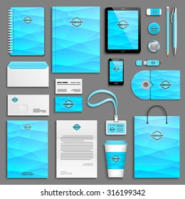 Blue Gradient Corporate identity template set. Business stationery mock-up with logo. Branding design. 