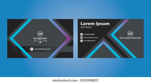 Blue gradient creative business card EPS vector, offering a modern and dynamic design. Ideal for professionals looking for a fresh, contemporary look with smooth color transitions and sleek aesthetics