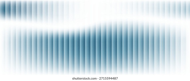 Blue gradient distortion with vertical ripple texture, frosted glass effect and icy reeded lines. Minimal blur surface with cool tones and subtle wave pattern. Vector illustration

