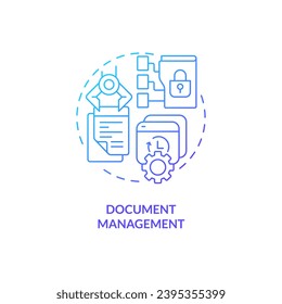 Blue gradient document management thin line icon concept, isolated vector, illustration representing knowledge management.