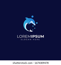 blue gradient Dolphins logo template