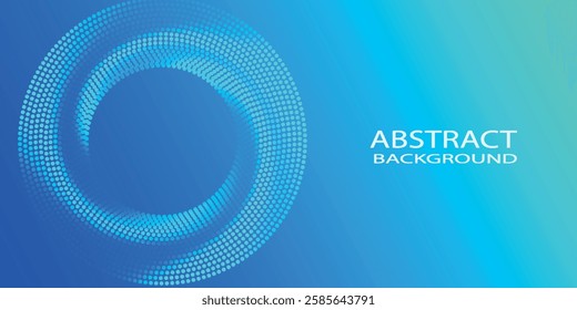 Blue gradient dotted background. Halftone effect circle vector abstract backdrop for presentation, web banner, landing page. With place for text