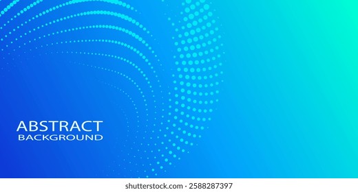 Blue gradient dotted background. Halftone effect circle vector abstract backdrop for presentation, web banner, landing page. With place for text