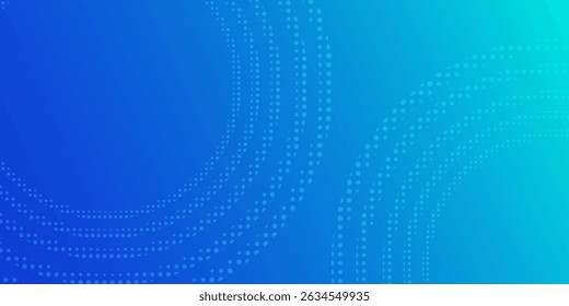 Blue gradient dotted background. Halftone effect circle vector abstract backdrop for presentation, web banner, landing page. With place for text. Eps10