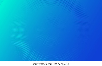 Blue gradient dotted background. Halftone effect circle vector abstract backdrop for presentation, web banner, landing page. With place for text

