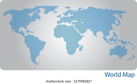 Blue gradient dotted world map style, vector illustration isolated on white background.