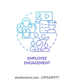 Blue gradient employee engagement icon concept, isolated vector, sustainable office thin line illustration.