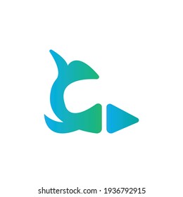 blue gradient fish icon illustration, good to use as a logo