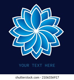 Logo floral de gradiente azul con texto editable.