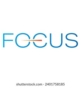 blue gradient focus logo on white background. focus word concept. focus word