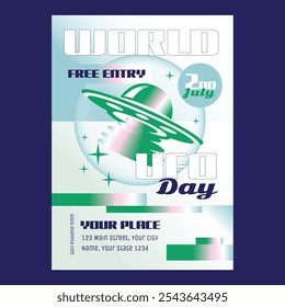 Blue Gradient Futuristic World UFO Day Social Media Flyer