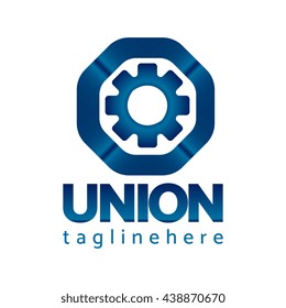 Blue Gradient Gear Workers Union Logo 