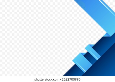 quadro de canto geométrico de gradiente azul na ilustração de vetor de plano de fundo de estilo dobrado