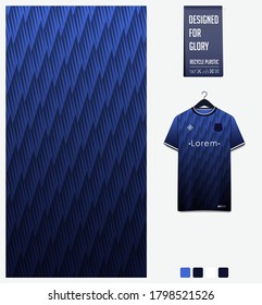 Blue gradient geometry shape. Abstract background. Fabric textile pattern design for soccer jersey, football kit, racing, e-sport, sport uniform. T-shirt mockup template design. Vector Illustration.