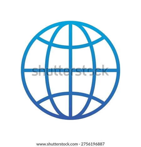 Blue gradient global icon (world icon, globe icon, globe mark) vector illustration, single item.