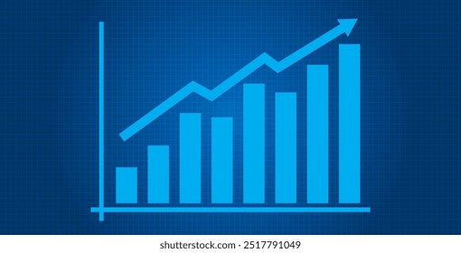 Gráfico de gradiente azul com uma seta apontando para cima, simbolizando crescimento, progresso e sucesso. Ideal para apresentações comerciais e financeiras.