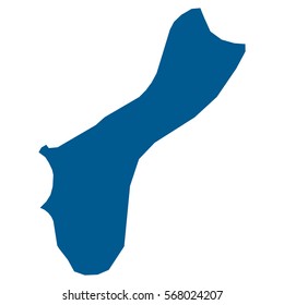 Blue gradient Guam map. Detailed, Mercator projection.