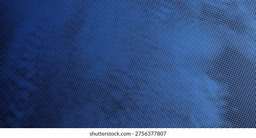 Blue Gradient Halftone Dot Background with Gritty Comic Book Texture. vector illustration