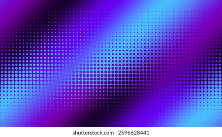 Blue gradient halftone dots background. Vector illustration. Abstract pop art style dots on abstract blur background