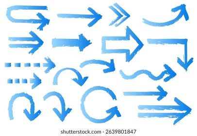 Blue gradient hand-drawn arrow set
