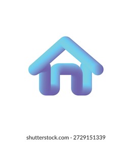 blue gradient house icon 3D Shape