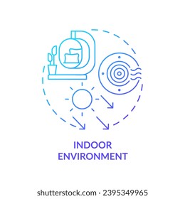 Blue gradient indoor environment icon concept, isolated vector, sustainable office thin line illustration.