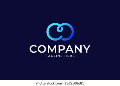 blue gradient infinite symbol logo design for technology company