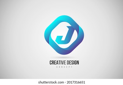 blue gradient J alphabet letter logo icon. Creative design for company