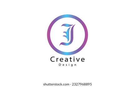 Blue gradient J Letter Logo Design with Stylized Look and Modern Design for Business Company Logo. J Icon Logo in Blue gradient colors and creative shape Vector.
