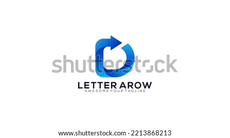 Blue Gradient Letter D Direction Logo Design Template