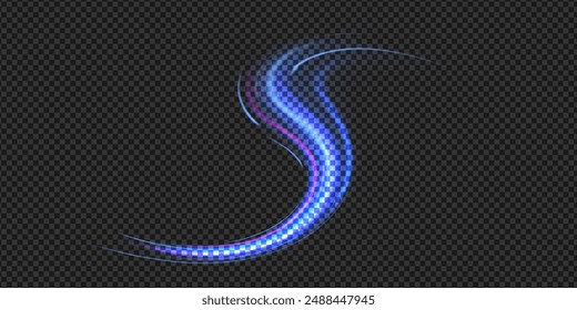 Blue gradient light. Aurora element design on transparent background. Northern lights. Vector illustration.