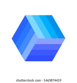Blue gradient line pattern in hexagon, can be used as a set of wallpapers and vectors.