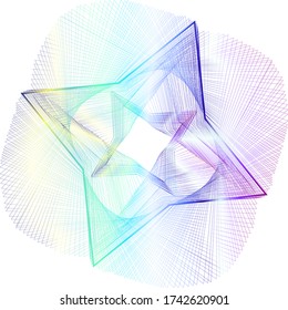 blaue Farblinien geometrischer Formen auf weißem Hintergrund