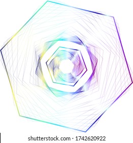blue gradient lines of geometric shapes on a white background