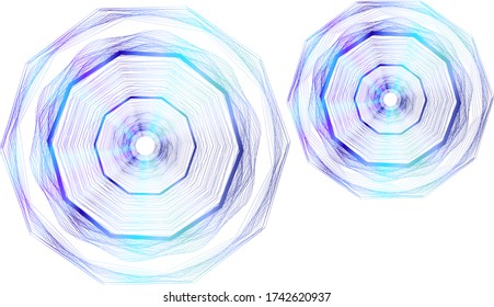 blue gradient lines of geometric shapes on a white background