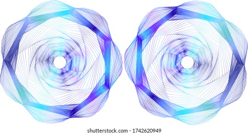 blue gradient lines of geometric shapes on a white background