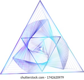 blue gradient lines of geometric shapes on a white background