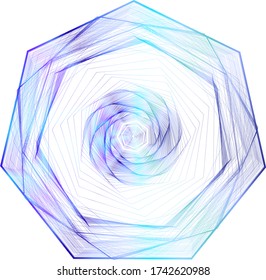 blue gradient lines of geometric shapes on a white background