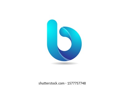 Blue Gradient Logo B Alphabet Letter Design Icon For Company. Suitable As A Business Logotype 