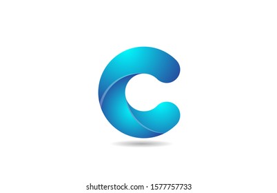 blue gradient logo c alphabet letter design icon for company. Suitable as a business logotype 